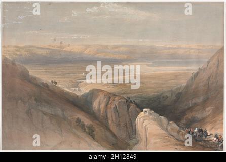 Descente de la vallée du Jourdain, 1839.David Roberts (écossais, 1796-1864).Lithographie de couleur; Banque D'Images