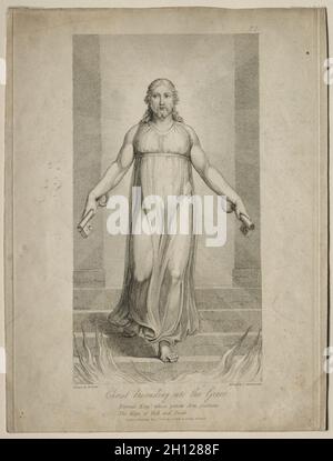 Christ descendant dans la tombe, 1808.Luigi Schiavonetti (italien, 1765-1810), d'après William Blake (britannique, 1757-1827).Gravure ; Banque D'Images