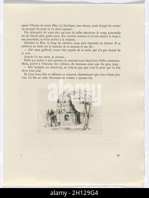 Frédéric Mistral : mémoires et recits par Frédéric Mistral : ruine (page 49), 1937.Auguste Brouet (français, 1872-1941).Gravures; hors tout: 28.5 x 22.2 x 4.4 cm (11 1/4 x 8 3/4 x 1 3/4 po). Banque D'Images