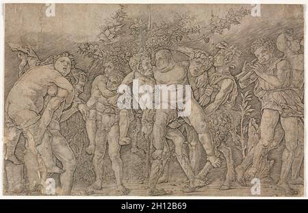 Bacchanal avec Silenus.Andrea Mantegna (italien, 1431-1506).Gravure ; Banque D'Images