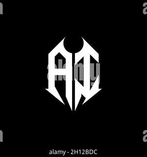 Ai Monogram logo lettre avec forme métallique modèle de conception sur fond noir, lettrage métal, lettre métal pour la musique et le jeu. Illustration de Vecteur