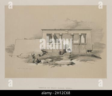 Égypte et Nubie, Volume II : Temple à Wady Dabod, Nubia, 1848.Louis Haghe (britannique, 1806-1885), d'après David Roberts (écossais, 1796-1864).Lithographie couleur; feuille: 36 x 43.8 cm (14 3/16 x 17 1/4 po.); image: 25 x 35.1 cm (9 13/16 x 13 13/16 po.). Banque D'Images