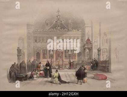 Chapelle du couvent de Saint-Saba, 1839.David Roberts (écossais, 1796-1864).Lithographie de couleur; Banque D'Images