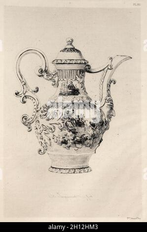 Réservez par Albert Jacquemart : Histoire de l'Art de la céramique : étude descriptive et philosophiques de la céramique de tous les âges et toutes les nations : Saxe Dresde :-- Porcelaine dure Ewer en relief, avec des chiffres en violet, Cámaïeu (XII) de la plaque, 1877. Jules Jacquemart (Français, 1837-1880). Fiche technique : eau-forte, 25,5 x 18 cm (10 1/16 x 7 1/16 in.) : platemark ; 19 x 13 cm (7 1/2 x 5 1/8 in.). Banque D'Images