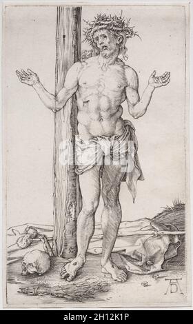 L'homme des trirows debout, les mains levées, c.1500. Albrecht Dürer (allemand, 1471-1528).Gravure ; Banque D'Images