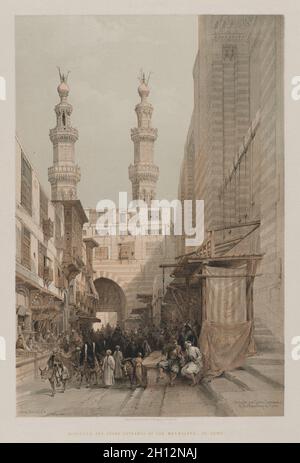 Égypte et Nubie, Volume III : minarets, et Grand entrée des Metwaleys, au Caire, 1848.Louis Haghe (britannique, 1806-1885), F. G. Moon, 20 Threadneedle Street, Londres,Après David Roberts (écossais, 1796-1864).Lithographie couleur; feuille: 63 x 43.1 cm (24 13/16 x 16 15/16 po.); image: 48.6 x 32.5 cm (19 1/8 x 12 13/16 po.). Banque D'Images