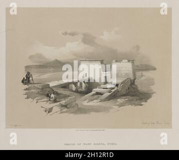 Égypte et Nubie, Volume I : Temple de Wady Saboua, Nubia, 1846.Louis Haghe (britannique, 1806-1885), d'après David Roberts (écossais, 1796-1864).Lithographie couleur; feuille: 38 x 43.3 cm (14 15/16 x 17 1/16 po.); image: 25.8 x 35.3 cm (10 3/16 x 13 7/8 po.). Banque D'Images