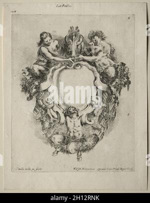 Collection de différentes matrices et de nouveaux dessins de cartouchers et ornements : no 11, 1646.Stefano Della Bella (italien, 1610-1664).Gravure ; Banque D'Images