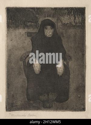 Assis Vieille femme, c.1905. Paula Modersohn-Becker (allemand, 1876-1907).Gravure et aquatint ; Banque D'Images