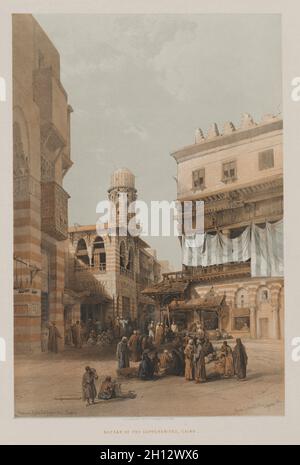 Égypte et Nubie, Volume III : Bazar des coppermiths, le Caire, 1848.Louis Haghe (britannique, 1806-1885), F. G. Moon, 20 Threadneedle Street, Londres,Après David Roberts (écossais, 1796-1864).Lithographie couleur; feuille: 60.4 x 43.1 cm (23 3/4 x 16 15/16 po.); image: 48.5 x 32.6 cm (19 1/8 x 12 13/16 po.). Banque D'Images