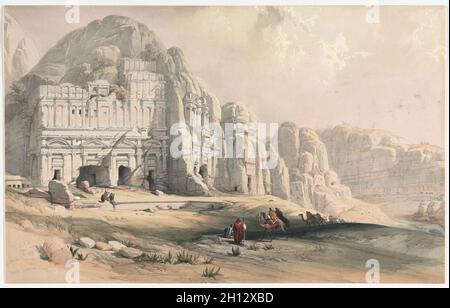 Petra, extrémité est de la vallée, 1839.David Roberts (écossais, 1796-1864).Lithographie de couleur; Banque D'Images