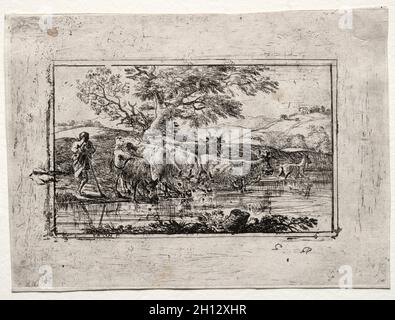 Le Herd à l'endroit d'arrosage, 1635.Claude Lorrain (français, 1604-1682).Gravure ; Banque D'Images