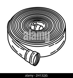 Tuyau d'incendie fait partie de l'ensemble d'icônes dessinées à la main pour accessoires et équipements de pompier Vector. Illustration de Vecteur