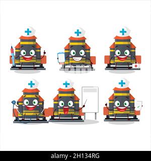 Médecin de profession émoticône avec feu lance-fusée personnage de dessin animé.Illustration vectorielle Illustration de Vecteur