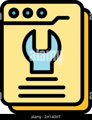 Icône de prise en charge des paramètres.Les paramètres de contour prennent en charge la couleur d'icône vectorielle isolée à plat Illustration de Vecteur