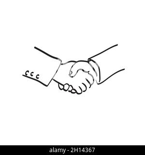 line art gros plan homme d'affaires poignée de main illustration vecteur isolé sur fond blanc Illustration de Vecteur