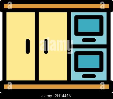 Icône de l'armoire de cuisine intérieure.Contour intérieur armoire de cuisine vecteur icône couleur plat isolé Illustration de Vecteur