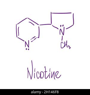 Structure chimique de la nicotine.Illustration vectorielle dessinée à la main. Illustration de Vecteur