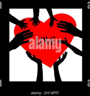 Les mains tiennent le cœur.Illustration vectorielle Illustration de Vecteur