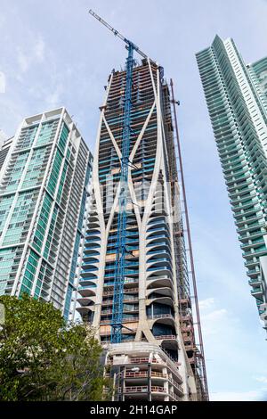 Miami Florida,Biscayne Boulevard,Scorpion Tower 1000 Museum,Zaha Hadid architecte,sous nouvelle construction de hauts immeubles de condominium de luxe Banque D'Images