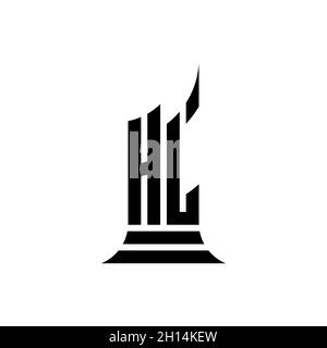 HL Monogram logo lettre avec design de style de forme de bâtiment isolé sur fond blanc, propriété immobilière, architech logo lettre bâtiment. Illustration de Vecteur