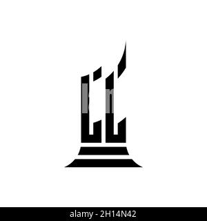 LL Monogram logo lettre avec design de style de forme de bâtiment isolé sur fond blanc, propriété immobilière, architech logo lettre bâtiment. Illustration de Vecteur