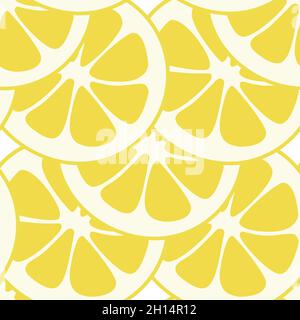 Vecteur de motif tranches de citron sans couture.Tranches de citron dessinées à la main sur la table. Illustration de Vecteur