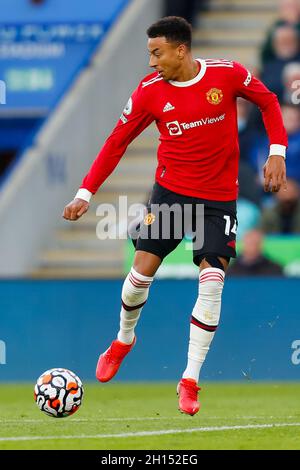 King Power Stadium, Leicester, Royaume-Uni.16 octobre 2021.Premier League football, Leicester City contre Manchester United; Jesse Lingard de Manchester United sur le ballon Credit: Action plus Sports/Alay Live News Banque D'Images