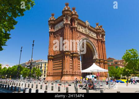 Dessin aquarelle de l'arc triomphal Arc de Triomf dans la ville de Barcelone, Catalogne, Espagne Banque D'Images