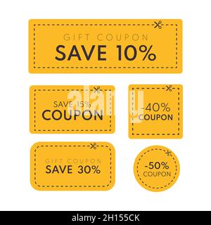 Coupon vectoriel.Modèle de coupon de réduction isolé.Ticket Vector Illustration de Vecteur
