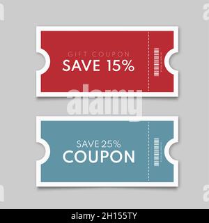 Coupon vectoriel.Modèle de coupon de réduction isolé.Ticket Vector Illustration de Vecteur