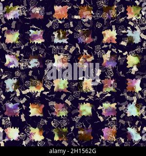 Imprimé camouflage géométrique exotique multicolore de boho.Motif de répétition détaillé pour le sol sombre automnal sans couture. Banque D'Images