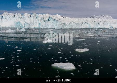 Vue sur le glacier Lilliehook.Spitsbergen, Svalbard, Norvège Banque D'Images