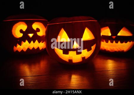 Citrouilles d'Halloween, décoration et arrière-plan Banque D'Images