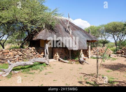 Botswana, maison traditionnelle africaine, la culture du Setswana, construit dans un village près de Kalahari Banque D'Images