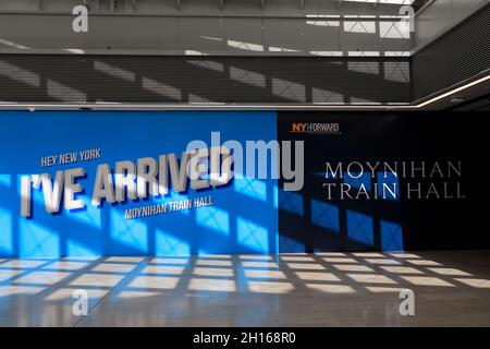 Le signe de Hey New York Je suis arrivé Moynihan train Hall.Manhattan.New York City.USA Banque D'Images