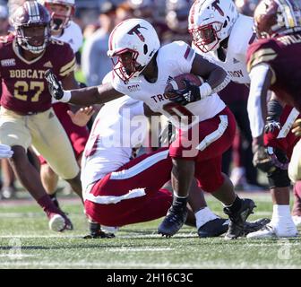 16 octobre 2021: Troy Trojans en arrière Kimani Vidal (0) porte le ballon lors d'un match de football NCAA entre l'État du Texas et Troy le 16 octobre 2021 à San Marcos, Texas.(Image de crédit : © Scott Coleman/ZUMA Press Wire) Banque D'Images