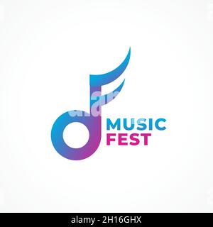 Illustration vectorielle de note de musique abstraite colorée.Lettre d ou DU logo initial Alphabet pour Artist Management Company, Entertainment Festival, Fest Illustration de Vecteur
