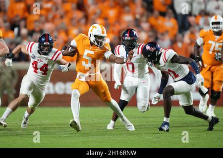 16 octobre 2021: Pendant le match de football NCAA entre l'Université du Tennessee Volunteers et les Ole Miss Rebels au stade Neyland à Knoxville TN Tim Gangloff/CSM Banque D'Images