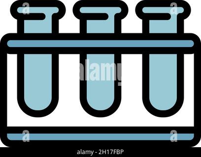 Icône du support du tube à essai. Contour tube à essai support vecteur icône couleur plat isolé Illustration de Vecteur