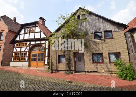 Maisons anciennes dans la vieille ville d'Obernkirchen Banque D'Images