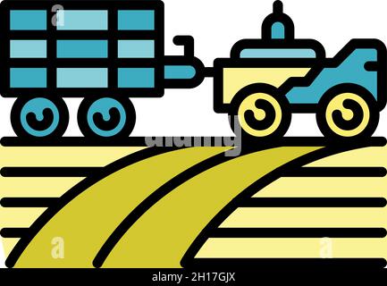 Icône tracteur agricole.Contour tracteur agricole vecteur icône couleur isolé à plat Illustration de Vecteur