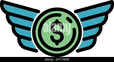 Icône de démarrage Money Wings.Outline Money Wings démarrage vecteur icône couleur plat isolé Illustration de Vecteur