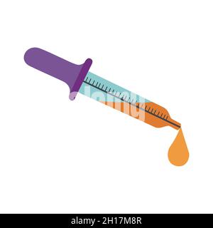 Outil de laboratoire de pipettes pour prélever des échantillons chimiques, icônes dans un vecteur d'illustration de dessin animé plat isolé sur fond blanc Illustration de Vecteur