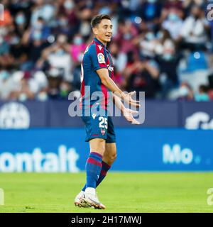 Pablo Martinez de Levante lors du championnat espagnol de football Liga entre Levante UD et Getafe CF le 16 octobre 2021 au stade Ciutat de Valencia à Valence, Espagne - photo: Ivan Termon/DPPI/LiveMedia Banque D'Images