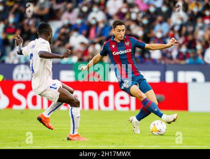 Pablo Martinez de Levante lors du championnat espagnol de football Liga entre Levante UD et Getafe CF le 16 octobre 2021 au stade Ciutat de Valencia à Valence, Espagne - photo: Ivan Termon/DPPI/LiveMedia Banque D'Images