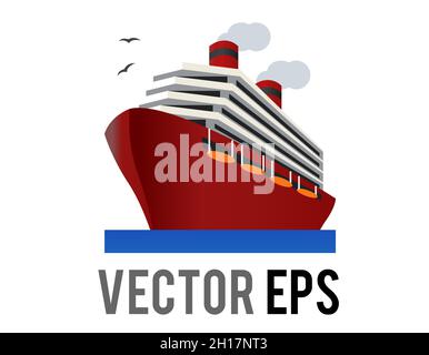 Le vecteur isolé rouge grand icône de navire, utilisé pour le transport de personnes ou de marchandises à travers l'océan Illustration de Vecteur