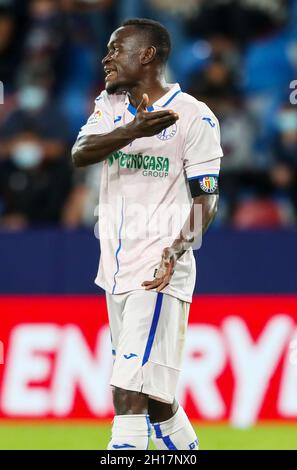 Dakonam Djene de Getafe lors du championnat espagnol de football Liga entre Levante UD et Getafe CF le 16 octobre 2021 au stade Ciutat de Valencia à Valence, Espagne - photo: Ivan Termon/DPPI/LiveMedia Banque D'Images