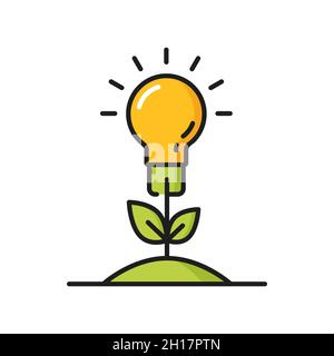 Ampoule poussant dans le sol comme plante écologique environnement isolé icône de ligne.Sprout vert vectoriel jardiné sur Terre, environnement écologique, renouvelable Illustration de Vecteur