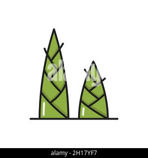 Pousses de bambou vert plante isolée couleur ligne icône.Vector Thailand ou Thai cuisine plats ingrédients, repas végétarien en-cas, shoot de bambou sain Illustration de Vecteur